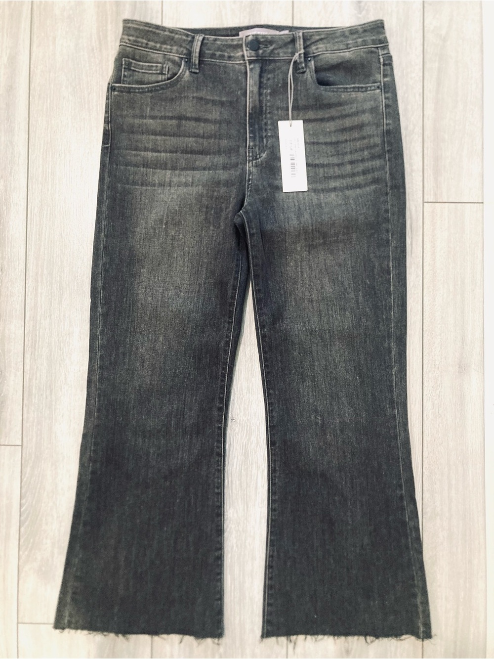 NWT Just USA Washed Black Cropped Flare Jeans 31P - 12P